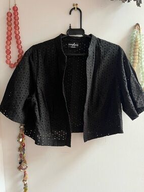 Positive Attitude Black Eyelet Crop Top